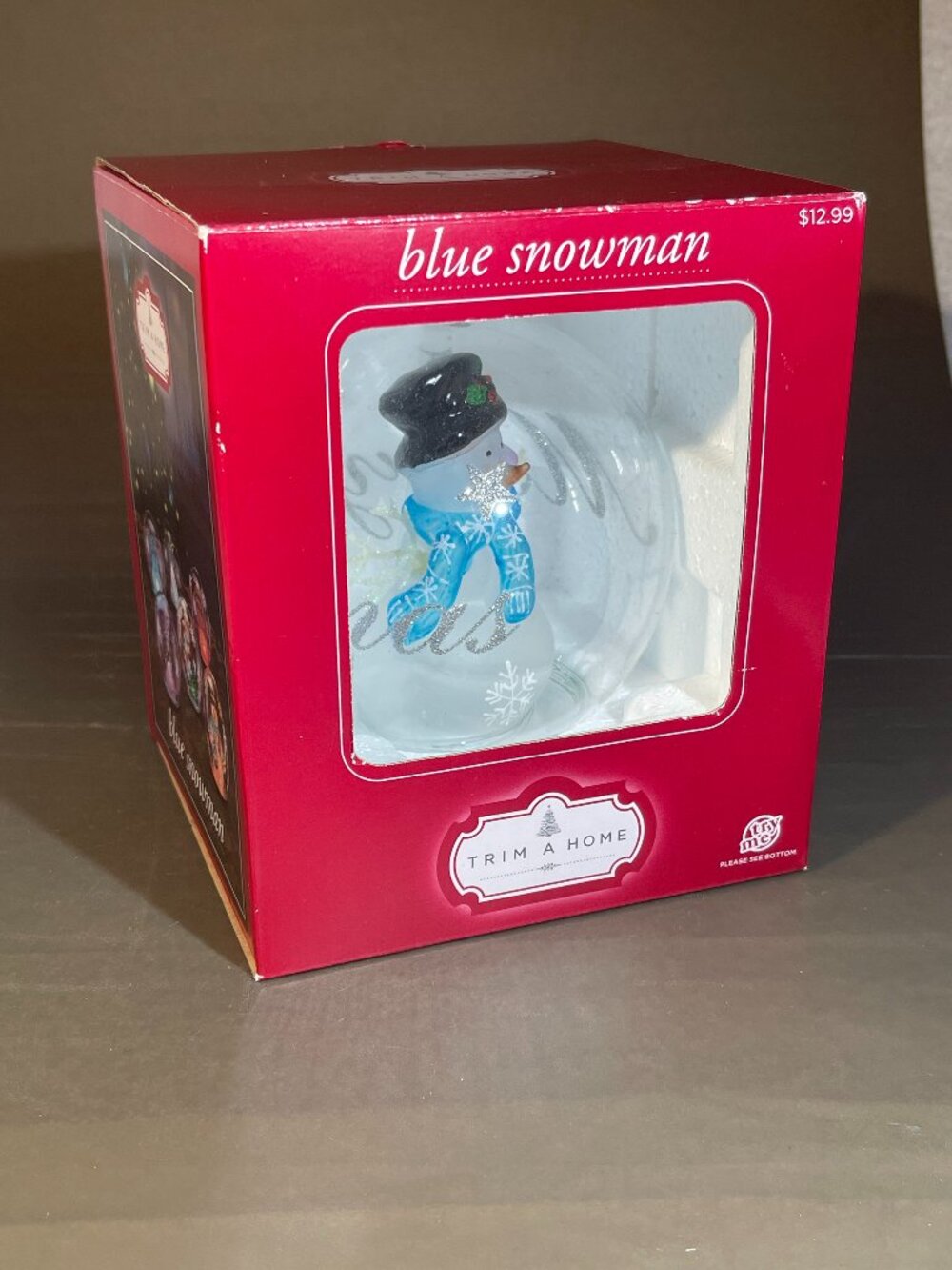 Trim a Home Christmas Handblown Glass Snowman with Color Changing LED Light (808